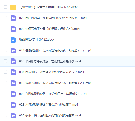 【聚蚁思维】2019年最新实操自媒体课程