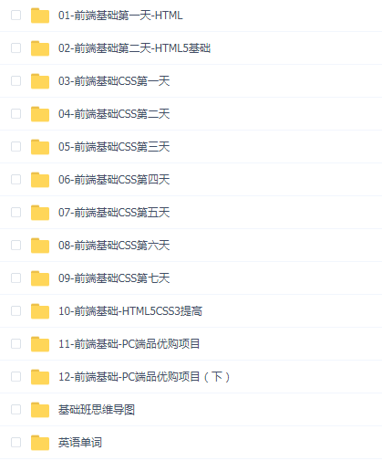 2019年新版黑马前端基础篇+品优购项目(带思维导图版本)
