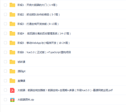大前端 高级前端进阶【28周】